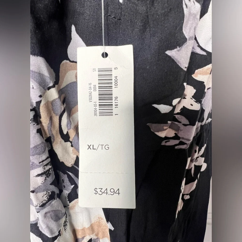 Old Navy Long Sleeve Black Floral Printed Lightweight Mini Dress NEW - Picture 3 of 6